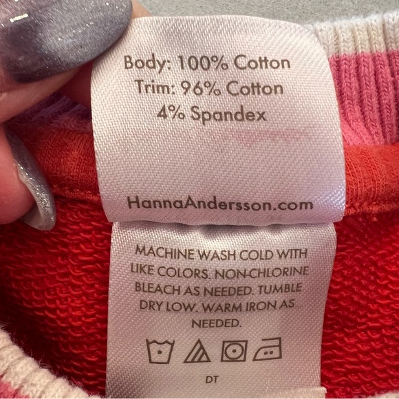 Hanna Andersson Long Sleeve French Terry Dress Red with Pink 3T - Picture 8 of 9